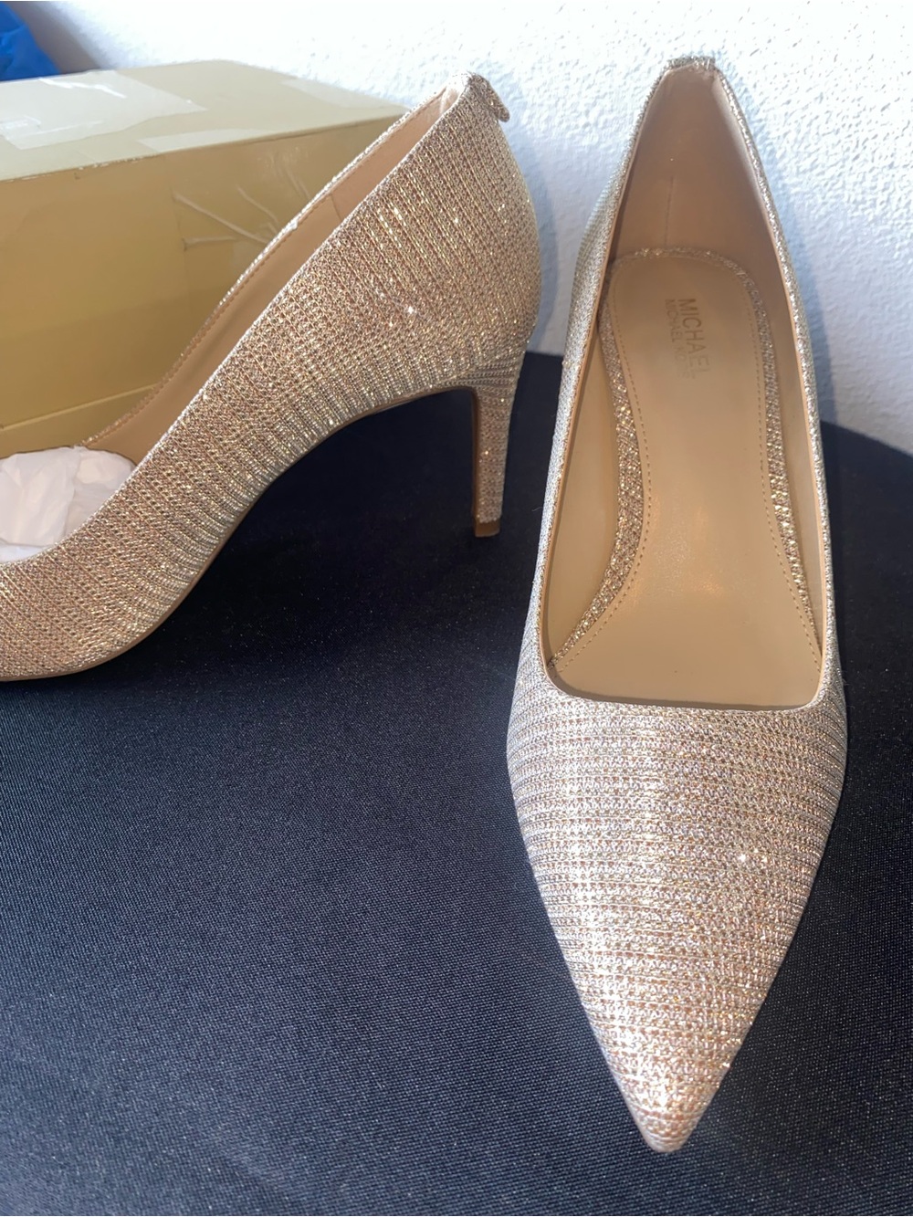 Michael Kors Champagne Glitter Pointed-Toe Heels
